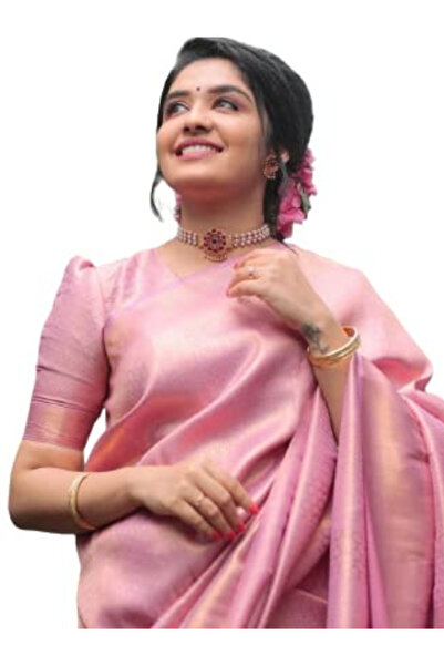 MYSMAR Pink Lichi Silk Saree - MAF3034 | Pink
