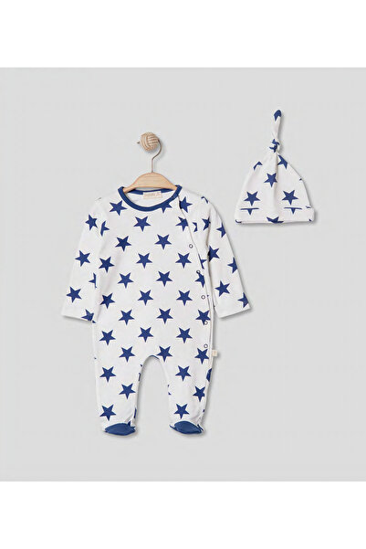 Pugi Baby Navy Blue Starry Baby Romper & Hat Set