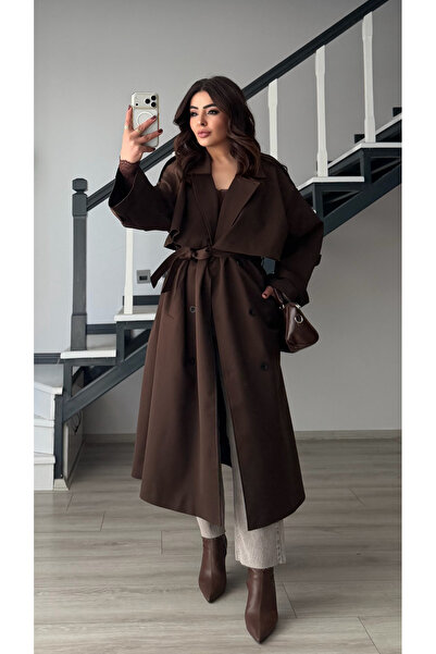 Oslove Acı Kahve Premium Oversize Trench Coat