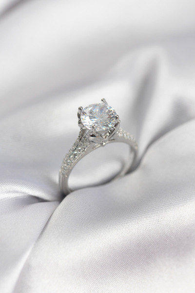 STİLLOVE Silver Color Single Stone Model Zircon Stone Women's Ring