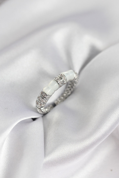 STİLLOVE خاتم نسائي من حجر الزركون موديل كوندوز باللون الفضي