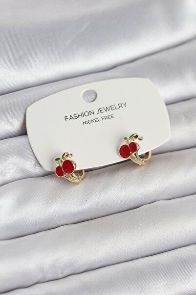 STİLLOVE Cherry Model Gold Color Brass Children's Earrings