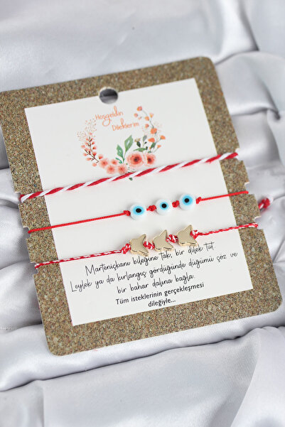 STİLLOVE Marteniçka Bracelet with 3 Butterfly and Evil Eye Beads Model