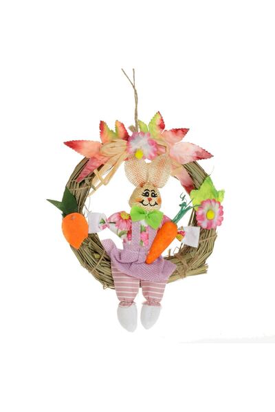 OEM Decorative Easter Wreath with Rabbit Carrot Flowers Ø16cm