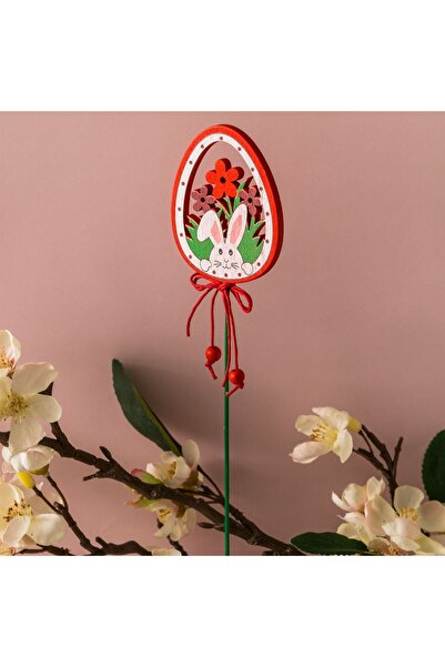 OEM Decorative Stick with Colored Bunny Egg for Pots 26cm