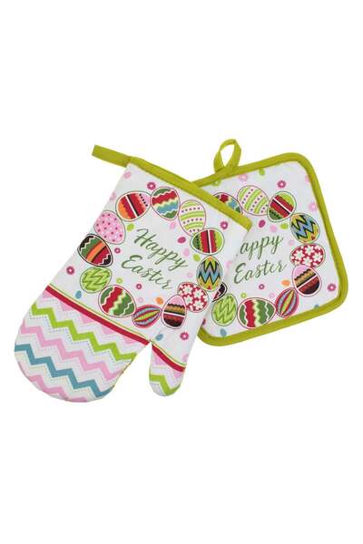 OEM Easter Glove & Napkin Crowned Rabbit "Happy Easter" - 2pcs