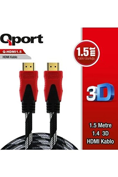 Qport كابل Q-HDMI151 بطول 1.5 متر 2.0 فولت 4K مجدول ذو طرف ذهبي
