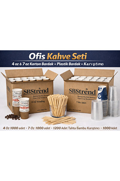 SBStrend *YENİ*HEDİYELİ-Üreticiden Koli Set 1000’er adet,4oz 7oz Karton Barda...