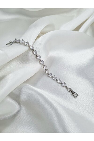 RoseVely Kalp Figürlü Zirkon Taşlı Gold Kadın Bileklik - Romantik Tasarım