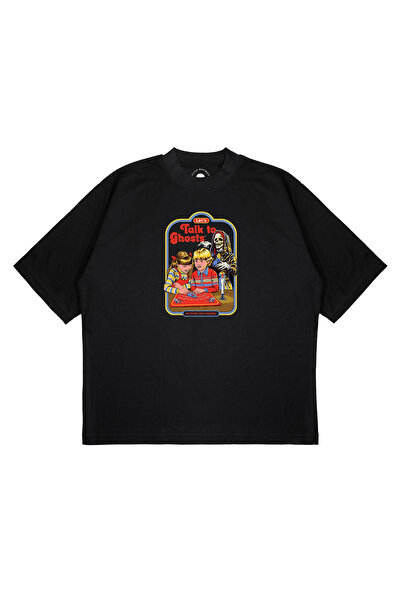 TRAGEDY تي شيرت للجنسين مقاس كبير مطبوع عليه LETS TALK TO GHOST من القماش الس...