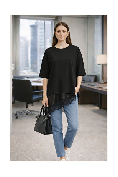Mügerella Stylish Satin and Lace Detailed Blouse