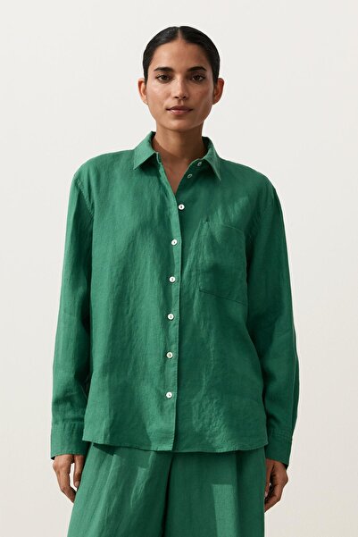 Oysho %100 keten Relaxed gömlek