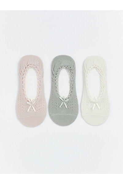 LC Waikiki Two Mt Shop Quality Lcw Dream Pink 3-Pack Women's Ballerina Socks