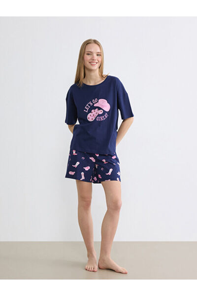 LC Waikiki طقم بيجامة نسائي مطبوع عليه ياقة روبا من UZG STORE للنساء من ستايل...