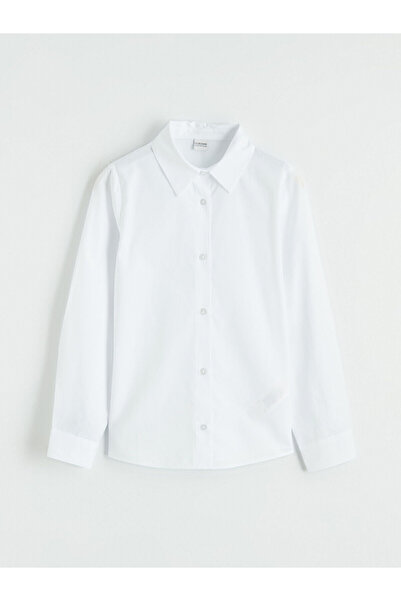 LC Waikiki قميص بناتي أبيض بأكمام طويلة من مجموعة إلسيفا