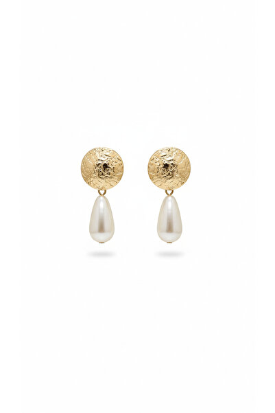 GLİTHE.CO Steel Pearl Dangle Earrings