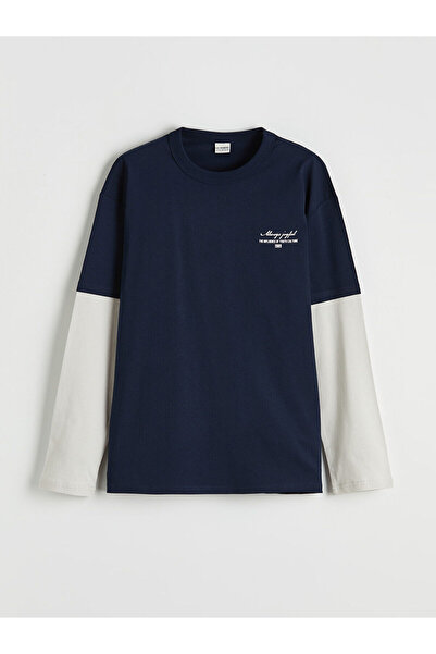 LC Waikiki Μπλουζάκι για αγόρια σε μπλε ναυτικό χρώμα με στάμπα και χρωματικά...