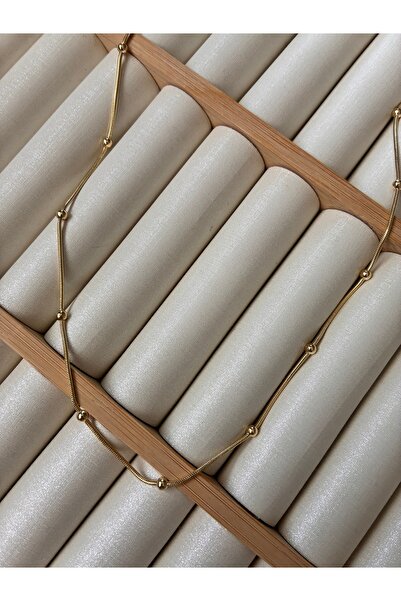 ARİ TAKI Ball Detail Italian Steel Necklace Gold 60cm
