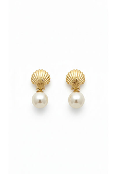 GLİTHE.CO Steel Pearl Dangle Oyster Earrings