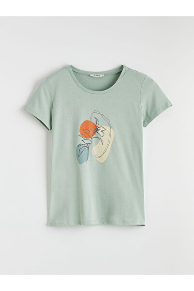LC Waikiki Green Crew Neck Printed Women's T-Shirt