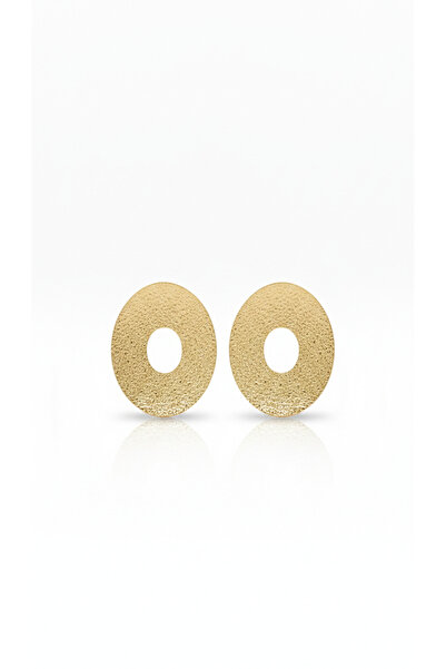 GLİTHE.CO Steel Hole Matte Look Gold Plate Earrings