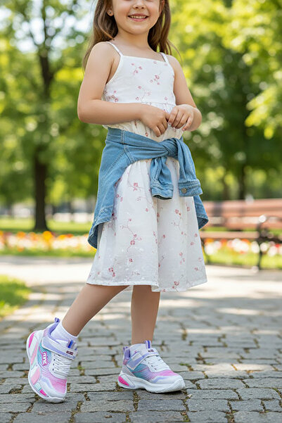 Ayakkabı Fuarı Elit LS-F-02-26Y Филе момичешки обувки за ходене Бяло - Лилаво