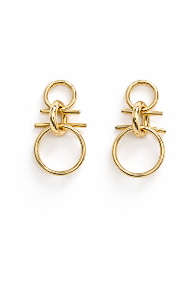 GLİTHE.CO Steel Gold Ego Dangle Earrings