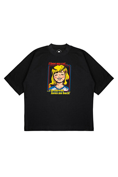 TRAGEDY Unisex Oversize I Love My Cat Printed Boxy Fit Thick Fabric (240Gsm) ...