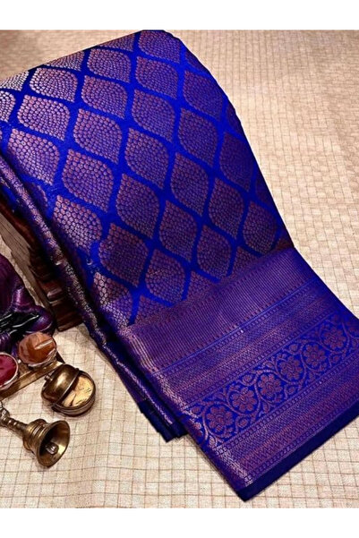 MYSMAR Royal Blue Kanchipuram Silk Saree - MAF3055 | Royal Blue
