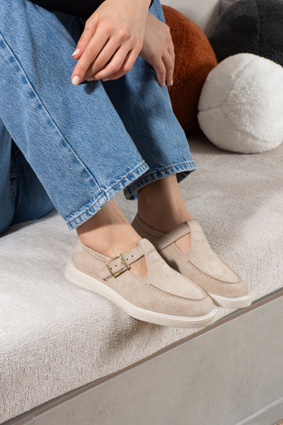 Pazzyonez Elite Comfort Women's Beige Suede Moccasin Flat Sole Comfortable Da...