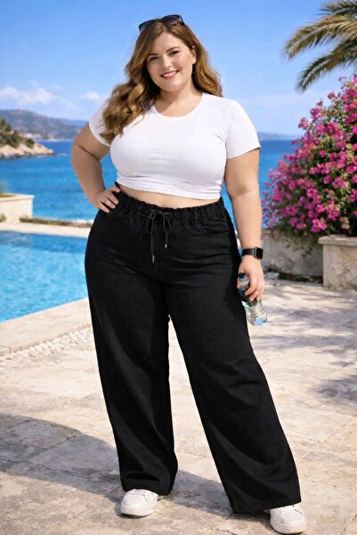 FİVA JEANS Cool Fit High Waist Elastic Wide Leg Stretchy Lycra Jeans