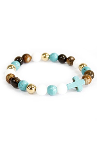 OEMS Royal Stone Beads Bracelet - Turquoise Cross