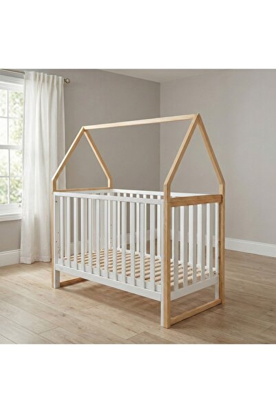 Cangaroo Pătuț Lemn masiv Astra 120x60 cm, 3 Nivele, Design Căsuță