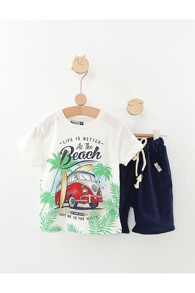 MiniKids White-navy blue t-shirt + casual pants set 92 (18-24 months)