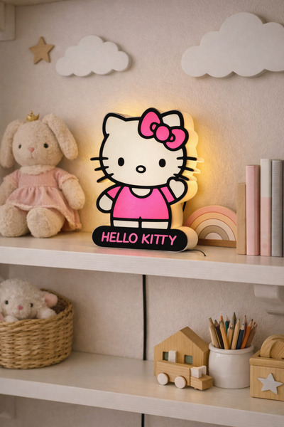 Dekor atolyem Hello Kitty Çocuk & Bebek Odası Duvar Lambası – Dekoratif LED G...