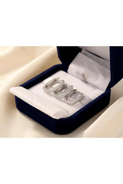 Dorvina Brass Silver Color Zircon Stone Hoop Model Ysx Trio Earring Set