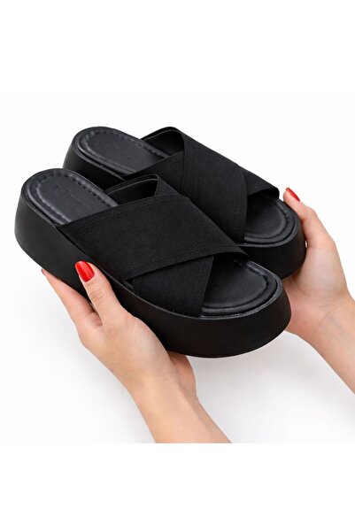 Platana Cross-Strapped Lightweight & Soft Platform Sole Slippers – Casual & S...