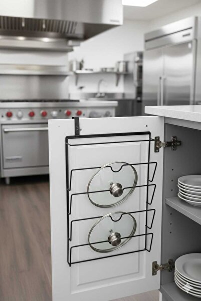 Funny Life Dolap İçi Tencere Kapağı Organize Askısı - Siyah 50*35 cm