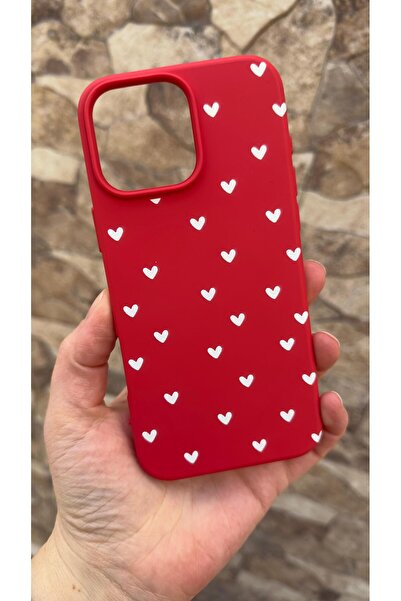 Vip Case iPhone 16 Pro Max Compatible Mini White Heart Patterned Silicone Sho...
