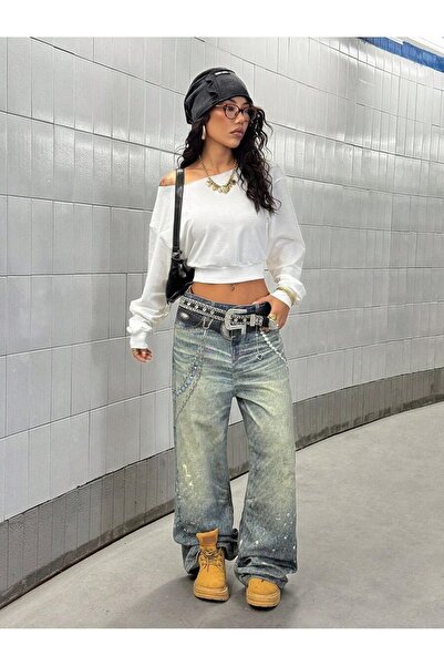 OVER HEAD Women's Plain Crop Boat Neck Sweatshirt