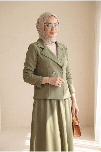 Modamorfo Double-Breasted Collar Jacket with Double Buttons on the Front and ...