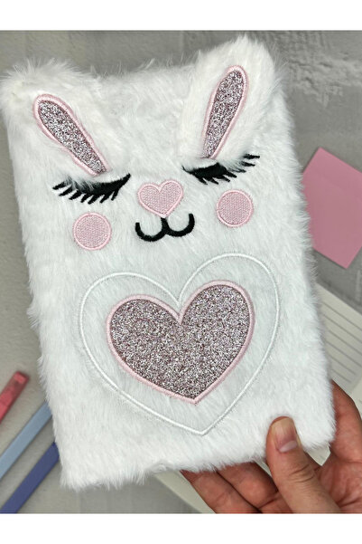 ZeCo Collection Plush Rabbit Patterned Daily White/ Souvenir Notebook