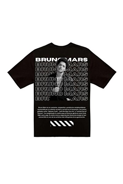 Vordevia Μπλουζάκι Bruno Mars με στάμπα σε μαύρο χρώμα, Oversize Unisex, Βασι...