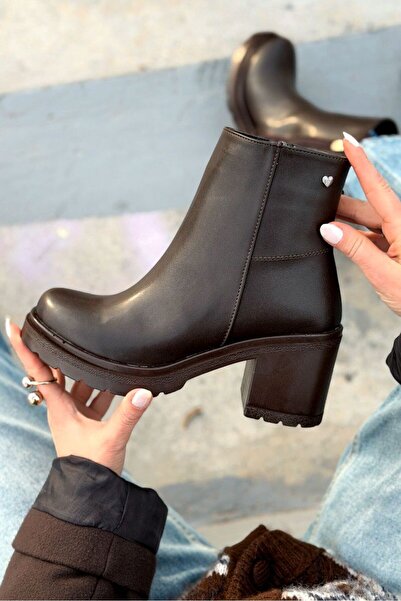 I Love Shoes Fivra Brown Zippered Thick Heeled Daily Women's Boots