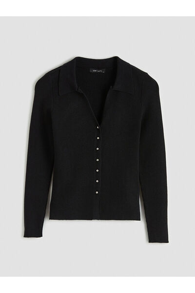 LC Waikiki New Season from Güli̇s Gi̇yi̇m Black Polo Collar Women's Knitwear ...