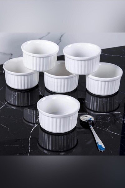 Romans Set of 6 Porcelain Soufflé and Cake Oven Dishes - 10 cm