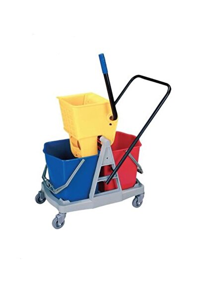 TUSKER Double Mop Bucket Trolley 34 ltr