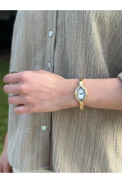 RA By Melisa Vintage Beyaz Oval Kadran Kelepçe Çelik Kordon Saat