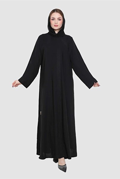 mothhela Stylish abaya with a Invisible Zipper in black