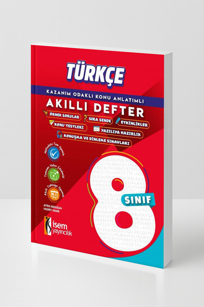 İsem Yayıncılık 8. Sınıf Türkçe Akıllı Defter Konu Anlatımlı Kazanım Odaklı (...